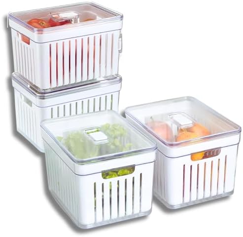 Kit 4 Organizadores Geladeira Armário Cozinha 2,2 e 5 Litros Alim...