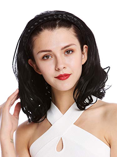 WIG ME UP - TYW60876H-1 Halfwig Hairpiece Extension with braided hair circlet shoulder length tips curled stringy wet-look black 17inch - Image 2