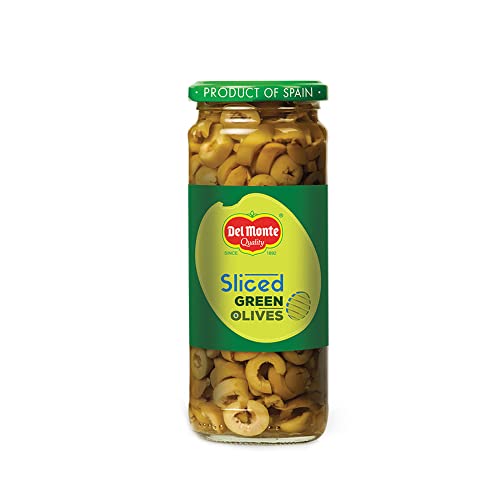 Image of Del Monte Green Sliced Olives 235g l Imported from Spain | 100% Natural & Evenly Cut | Suitable for Pizza, Pasta Topping, Garnishing Salad, Wraps | Source of Fibre, Gluten Free, No Added Preservatives