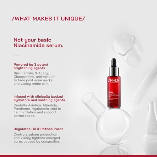 Image of /PHD / 10% Niacinamide Spot Correcting Serum | Niacinamide Serum for Oily Skin, Acne Scars & Enlarged Pores | Face Serum for Acne Prone Skin with 2% NAG | Brightens & Smoothens Skin | Fades Marks, Controls Oil, Removes Blemishes & Pore Care I 30ml