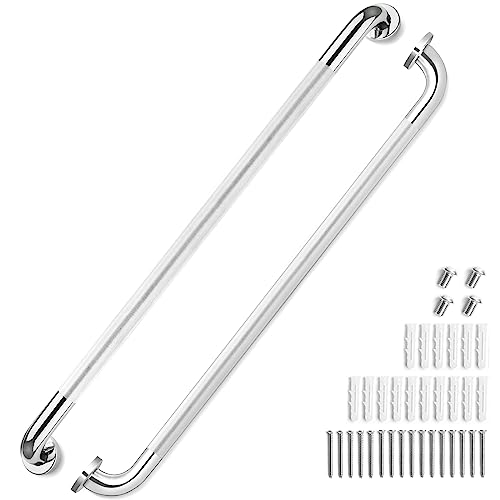 2 Pack Grab Bars for Elderly for Wall 32 Inch Fit for Studs Knurled Anti-Slip Bathroom Shower Grab Bars for Seniors Safety Handicap Grab Bars for Shower Shower Handles for Elderly Tesuchan