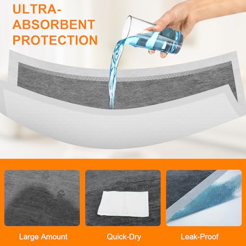 Image of Charcoal Puppy Pads 55 inchx31 inch, Ultra-Large Carbon Pee Pads for Dogs 100Count, Odor-Control Dog Pee Pads, 6-Layer Dog Training Pads, Ultra-Absorbent & Quick-Dry Black Puppy Pads