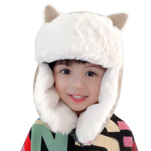 Kid Trapper Hat for Girls Boys Faux Fur Ear Flaps Hat with Ears Windproof Trooper Hat Cold Weather Snow Cap