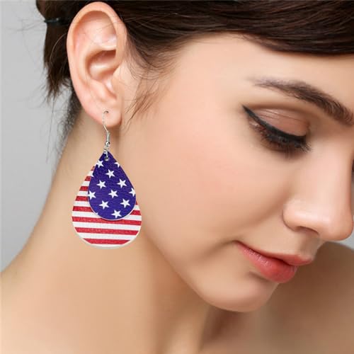 Holiday Leather Earrings - Multi-Festival Styles for American Parties | Patriotic, Spooky & Festive Designs with Hypoallergenic Hooks, Lightweight Water-Resistant Wear2