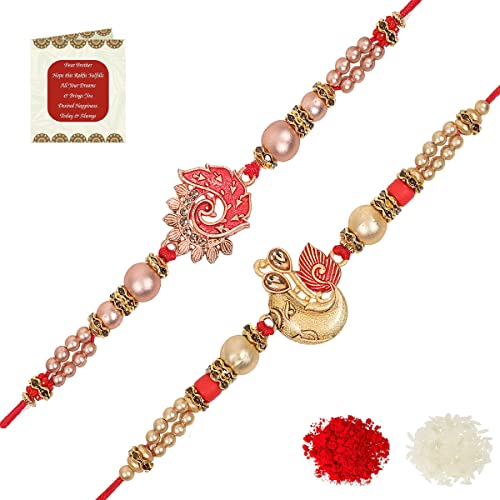 Brother Rakhi with Greeting Card | Rakhi Thread | Rakhi Gifts for Brother, Sister, Bhaiya, Bhabhi for Indian Rakhi Raksha Bandhan Festival (Set of 2)(K4K5)