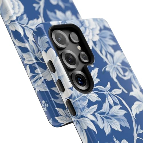 Coque Samsung S25 Ultra motif floral bleu et blanc chic pour sublimer vos tenues estivales