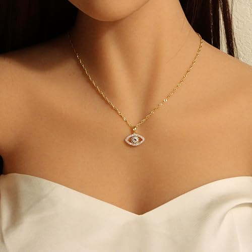Evil Eye Necklace for Women14K Gold Plated Charm Cubic Zirconia Evil Eye Pendant Gold Necklaces Layered Jewelry Gifts2