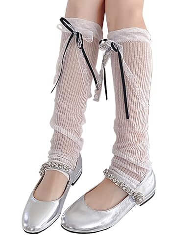 Womens Lace Y2K Leg Warmers Ballet Style Wrist Cover Cute Ruched Stacked Mid Tube Socks Harajuku One Size