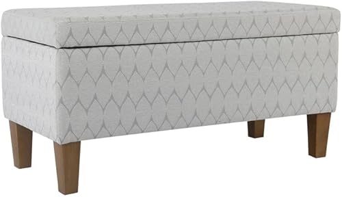 HomePop Textured Large Decorative Storage Bench, Gray and Brown, 36 x 16 x 18 inches
