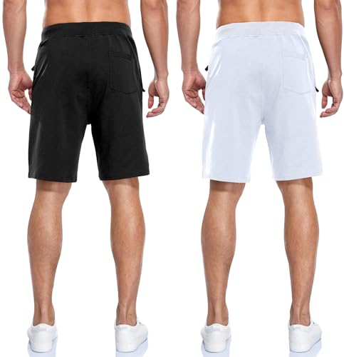 Image of Boyzn Men's 2 Pack Athletic Shorts Comfortable Cotton Workout Shorts Elastic Waist Running Shorts with Zipper Pockets