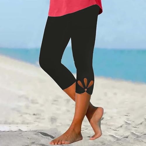 Women Capri Leggings 2025 Dressy Casual Summer Capris Comfy Knee Length Crop Pants Trendy Workout Compression Pants Black-b4