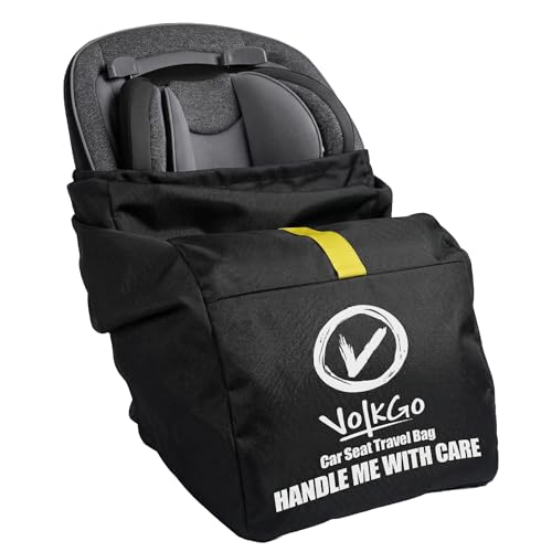 V VOLKGO Car Seat Travel Bag For Airplane with Padded Backpack Shoulder Straps, Gate Check Bag, Car Seat Bags for Air Travel Carseat Travel Cover, Carseat Travel Bag Cover for Airplane Travel