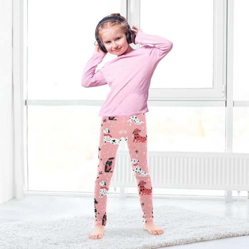 Wusikd Cute Dalmatians Girls' Leggings Toddler Doodles Dachshunds Kids Yoga Pants Dance Active Tights 4T4