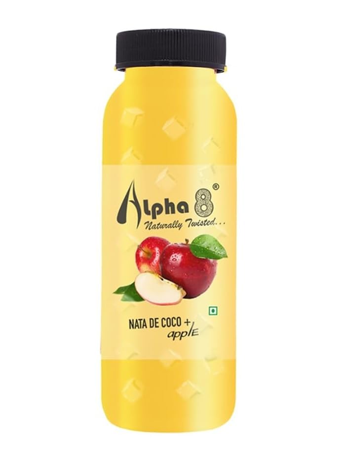 Image of ALPHA 8 FRUIT Juice with NATA De Coco Coconut Cubes Natural Energizer & Immunity Booster, Healthy Juice, High Fiber, Real Natural Taste(Apple Juice, Pack of 24)