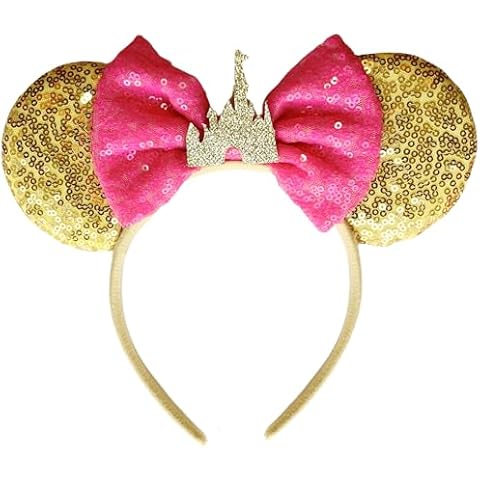 KICOFIT Mouse Ears Headbands Women Mice Ears Headhand Bows Shiny Glitter Birthday Party Themed Events(Yellow) Cover