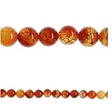Bead Gallery Amber Dyed Fire Agate Round Beads, 10mm