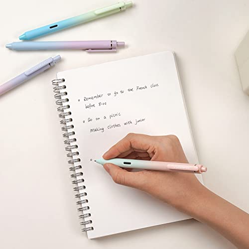 Writech Retractable Gel Ink Pens: 8Ct Black Ink 0.5Mm Fine Point Tip Pen Comfort Grip Smooth Writing With Aesthetic Gradient Color Barrel For Journaling Note Taking Sketching No Bleed & Smear #TOP5