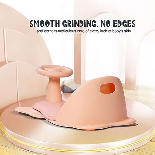 Baybee Ergo Baby Bather for Newborn Baby Bath Seat Chair for Bath Tub with Removable Tray, Soft Cushion Seat, Anti-Slip Bathing Chair for Baby with Backrest, Bather for Baby for 0-6 Months (Pink)