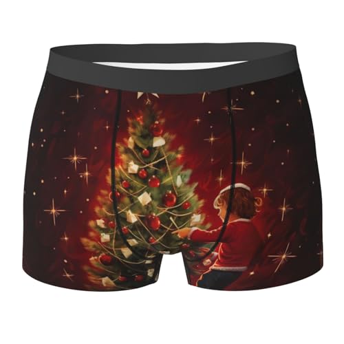 TYANG Calzoncillos tipo bóxer luminosos con árbol de Navidad