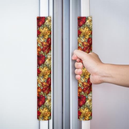 Image of Christmas Refrigerator Door Handle Covers Set of 2 Fridge Door Handle Decor | Fall Thanksgiving Washable Dishwasher Mocrowave Oven Protector Handle Cover Keep Your Kitchen Appliance Clean