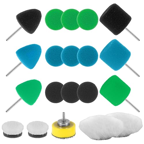 Juego de 20 Mini Esponjas de Pulido de 25 mm, Accesorio Con Lana para Detalle y Lijado de Coche, Atornillador Inalámbrico para Encerado