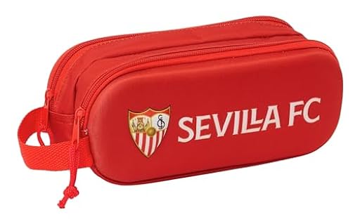 SAFTA Sevilla FC 3D - Portatodo Doble 3D, Estuche Infantil, Estuche Niño, Ideal para Niños en Edad Escolar, Cómodo y Versátil, Calidad y Resistencia, 21x6x8 cm, Color Rojo | Ya disponible en tu tienda friki favorita! En mundofriki.es!