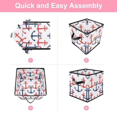 Boîte de rangement ancre 28cm cube pliable en tissu Oxford