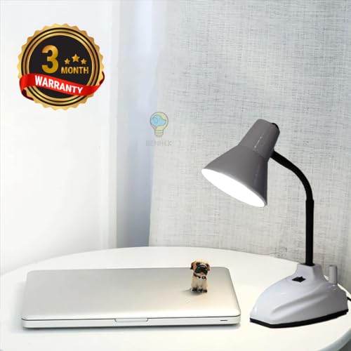 Image of BEHMEK Adjustable LED Study Table Lamp | Metal Desk Light for Reading, Writing, Learning, Work from Home & Office | Flexible Neck Eye Care Lamp for Students (White)