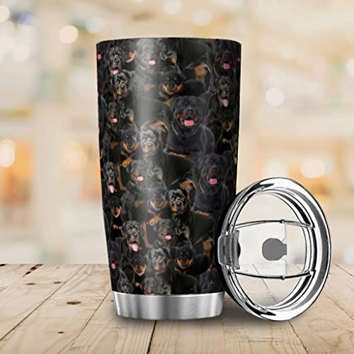 Wmeyiseyiy Rottweiler - Taza térmica de acero inoxidable de 20 onzas, doble pared, aislada al vacío, taza de café, con… - Imagen 4