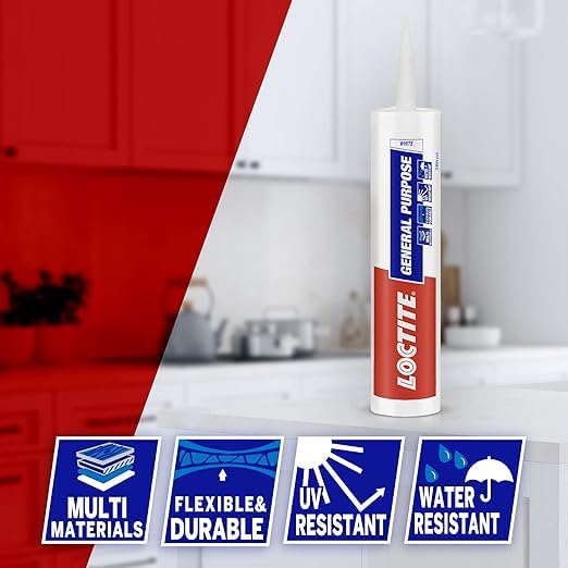 Image of Loctite General Purpose GP silicone sealant, Indoor and outdoor use, Waterproofing for floor, walls, roof, silicone adhesive, tiles grout, bathroom, kitchen use, White, 260ml x Pack of 2