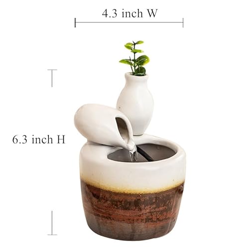 Generic S046 Fountain Ceramic Mini Modern Design Water Feature Indoor Tabletop Desktop Home Decoration Office Kitchen Gift thumb #1