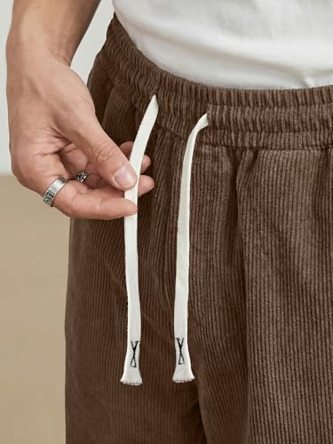Image of JMIERR Mens Corduroy Pants Wide Leg Baggy Sweatpants | Loose Fit Joggers, Elastic Waist Drawstring, Casual Sweatpants, Vintage Pants, Fall Winter Fashion, Streetwear