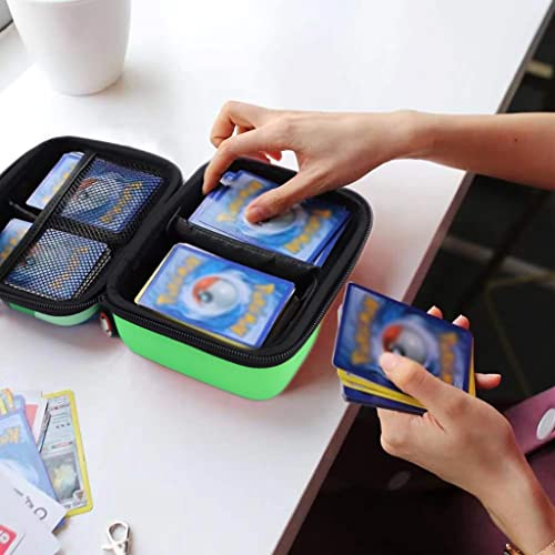 PATPAT® Poke-mon Binder, Poke-mon Cards Box Album for 200 Poke-mon Cards Cartoon Prints Zipper Bag Trading Card Binder Trading Cards Organizer Bag Game Cards Case Xmas Gifts for Kids Boys Girls Green