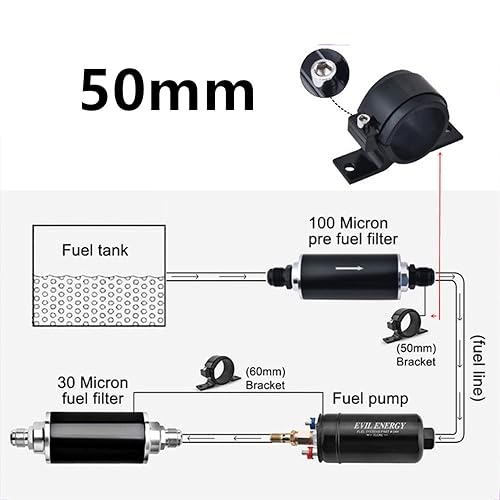 AotoKoop Universal Car Fuel Pump Fuel Filter Mounting Bracket, 50mm Single Clamp Cradle - Black