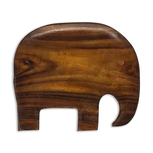 Image of Wooden Platters| Rosewood Serving Platter with Smooth Surface| Handcrafted Decorative Trays for Serving Snacks Fruits Desserts| Elephant Shape Appetizer Plate