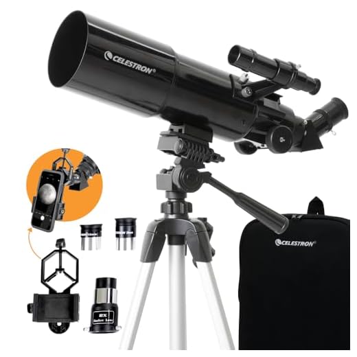 Celestron - 80mm Travel Scope - Portable Refractor Telescope - Fully-Coated Glass Optics - Ideal Telescope for Beginners - BONUS Astronomy Software Package - Digiscoping Smartphone Adapter