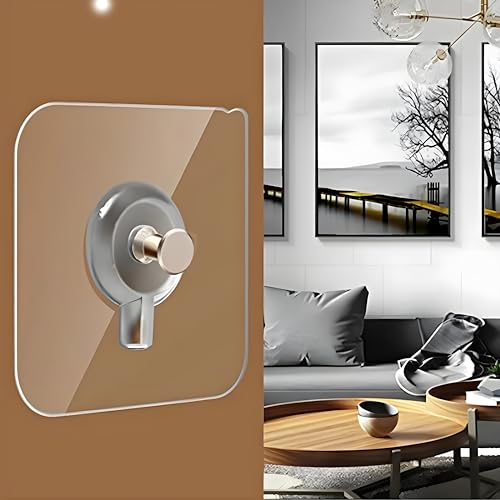 Self Adhesive 6mm Nail Wall Hook for Hanging Photo Frame, Wall Clock, Heavy Duty Transparent Hook , Wall Hanging Self Adhesive Wall Nail (10 pcs)
