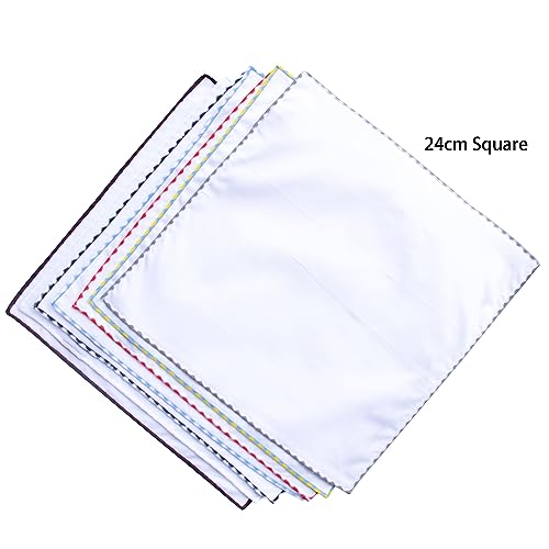 Image of 3-Pk Mens Cotton White Pocket Square with Color Border(10 Colors)