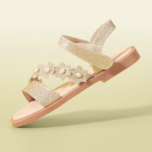 Image of PANDANINJIA Girls Sandals Open Toe Summer Flats Dress Shoes
