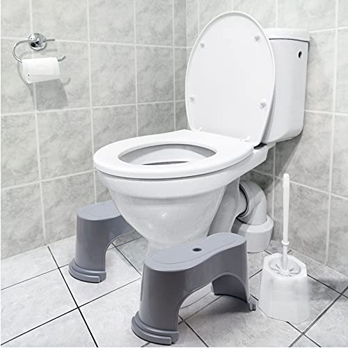 EVRON Toilet Stool 7" Bathroom Squatting Toilet Step Stool for Potty Assistance,Original Compact Flexible Distance Adjustment Poop Stool Stackable Design for Space Saving Storage&Go Travel