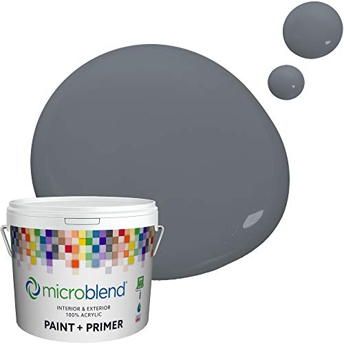 Best Deal Cheap 🛒 Microblend Exterior Paint and Primer - Gray/Monarch Pass, Eggshell Sheen, 5-Gallon, Premium Quality, One Coat Hide, Low VOC, Washable, Microblend Neutrals Family