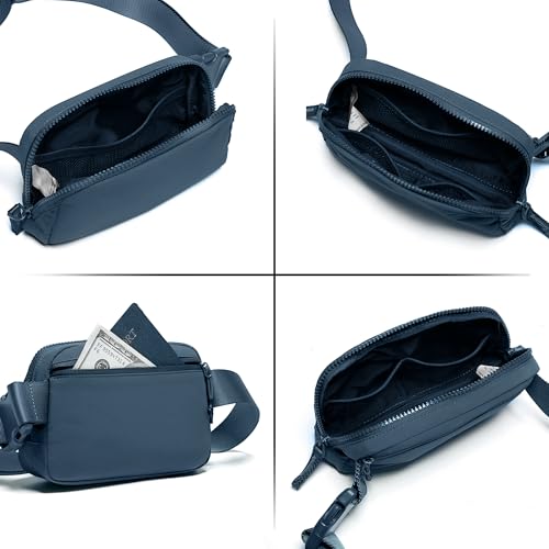Image of Belt Bag for Women Two-Way Zipper Fanny Pack Crossbody Bags for Women Fashion Waist Packs Cross Body Fanny Pack with Adjustable Strap Gifts for Teen Girls (Navy)