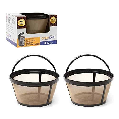 GoldTone Reusable 8-12 Cup Basket Filter fits Black & Decker Coffee Machines and Brewers. Replaces your Black+Decker Reusable Coffee Filter and Permanent Black & Decker Coffee Basket Filter (2 Pack)