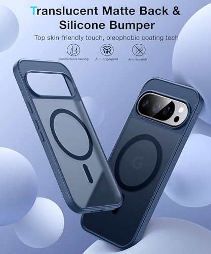 Image of [NO.1 Magnetic for Google Pixel 10 Pro XL Case with MagSafe [Military Shockproof][Translucent Matte][Anti-Fingerprint] Soft Silicone Bumper for Google Pixel 10 Pro XL Phone Case Slim, Blue