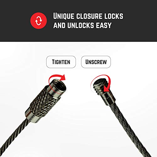 Metal Cable Key Ring Wire Durable Car Flexible Keychain Carabiner Large Keyrings Loop Luggage Tag (Asphalt, 4Pcs 2Mm 6,3") #TOP3