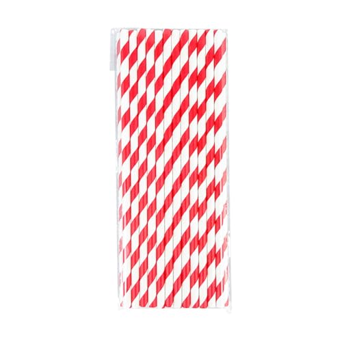 100 pitillos de papel rayados rojos para fiestas miniatura 3