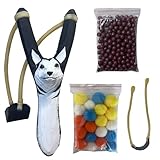 LINJAY Handmades Solid Wood Slingshot with Custom Engraving, Includes Clay Balls & Pompoms - Target Shooting & Outdoor Activity Toy for Kids & Adults, Ideal Children's Gift
