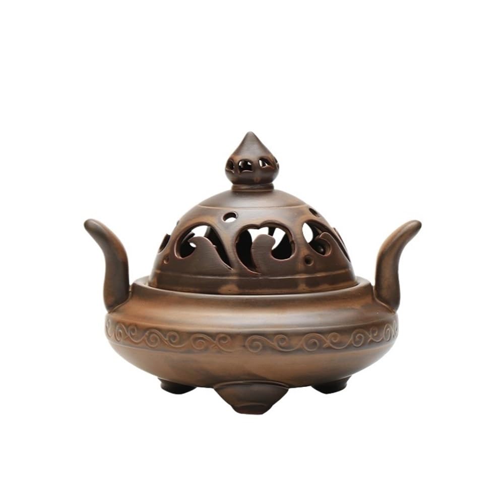 Three-legged Ceramic Incense Burner Home Holder For Frankincense, Charcoal, Stick, Powder, Cone, Coil, And Tower Decor