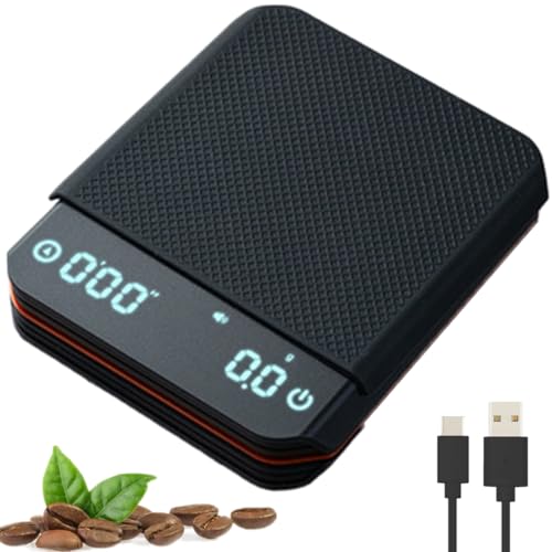 Digital Coffee Scales with Timer, 2kg/0.1g High Precision Rechargeable Mini Coffee Scale with 3 Modes for Espresso and Pour-Over Coffee, Portable Digital Coffee Scales