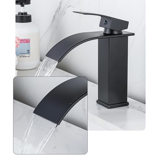 Mitigeur de lavabo empêchant éclaboussures robinet cascade noir - 7